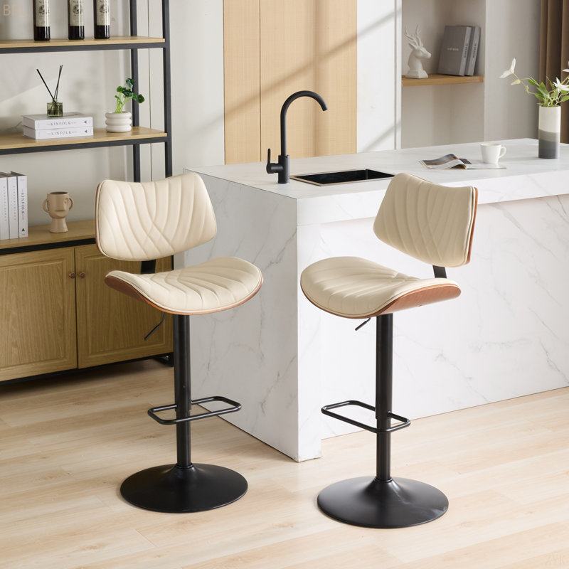 Tabourets de bar Bentwood, Beige