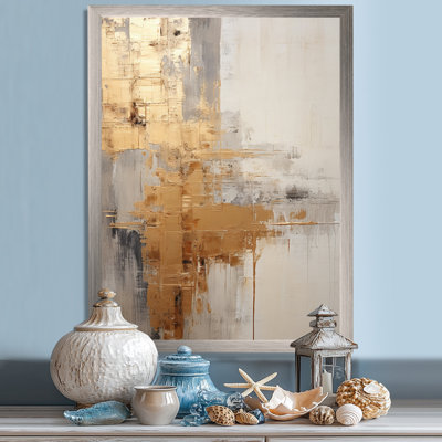 Impression sur toile Gold and Beige Soft Fusion I - Coastal Pier