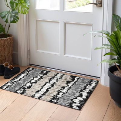 Premium Machine Washable Prisco Black Rug