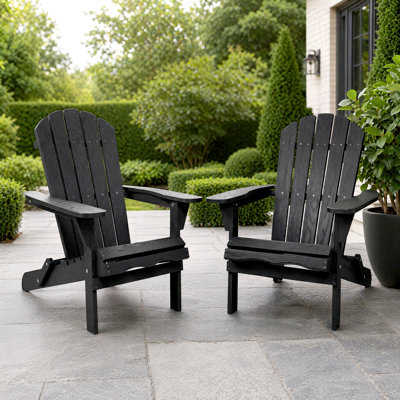 Chaise Adirondack pliante en bois massif - Chaise longue d'extérieur en bois résistante aux intempéries avec grain de bois en relief pour le jardin, la cour et la terrasse