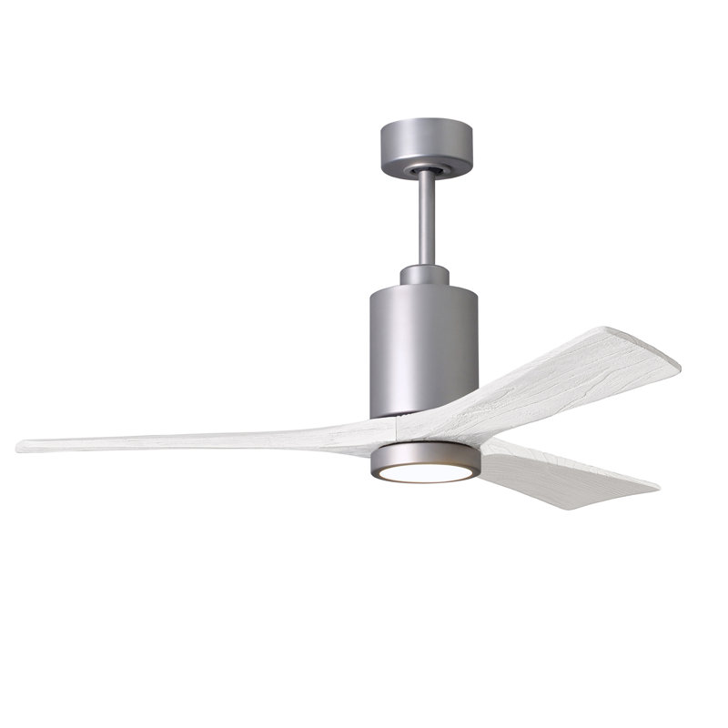 Patricia LED Downrod Ceiling Fan, Matte White, Brushed Nickel, 60"