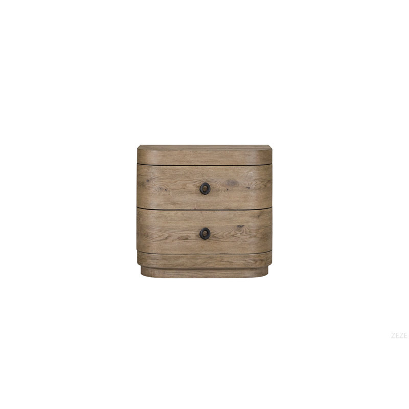 Grande table de chevet 2 tiroirs en chêne noueux anglais