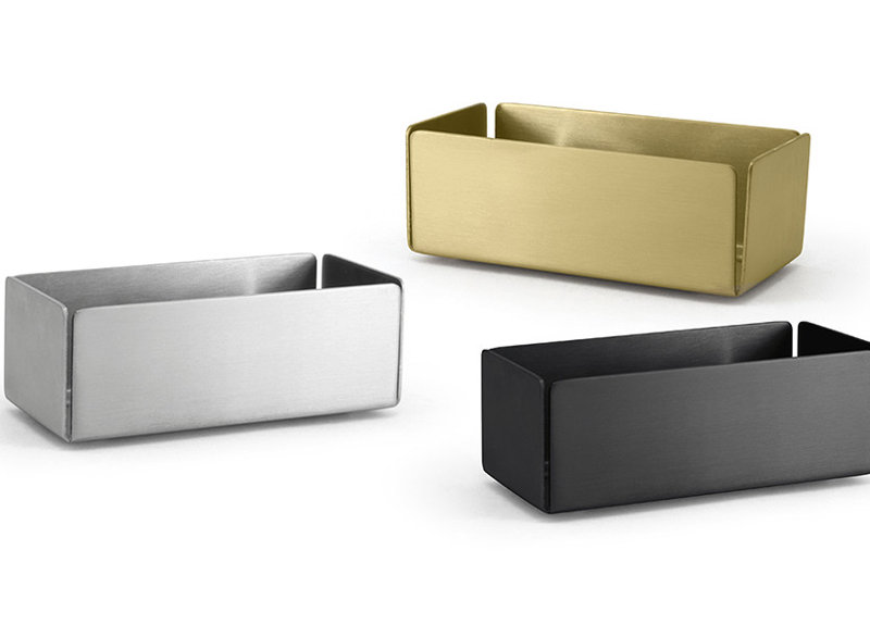 Brushed Silver Rectangular Stainless Steel Sugar Packet Holder