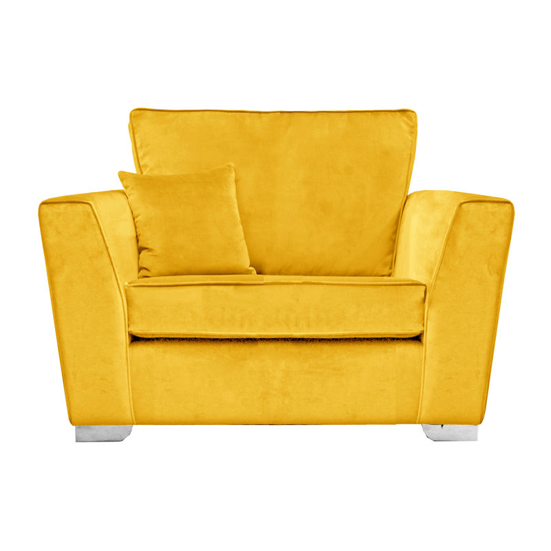 Quade 2 Seater Velvet Loveseat, Lemon