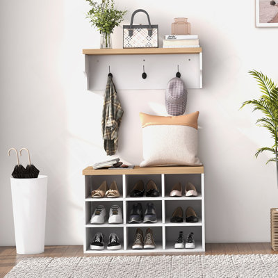 Ensemble de banc à chaussures 2-en-1, porte-chaussures 9 paires