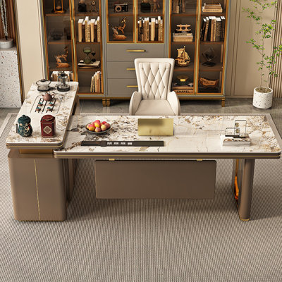 Luxury Sintered Stone L-Shaped Office Computer Desk