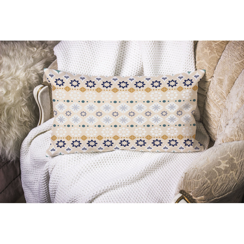 Shape Synergy  Rectangular Throw Pillow, Green/Cream