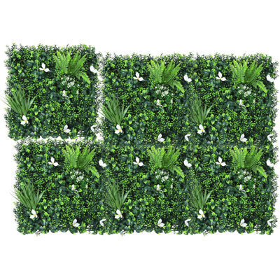 6PCS Grass Wall Panels, 20"x20" Artificial Hedge Wall Panels with 100 Zip Ties, UV-Anti Faux Greenery Wall, Grass Backdrop Wall for Indoor Outdoor Plant Wall Decor, Party, Wedding