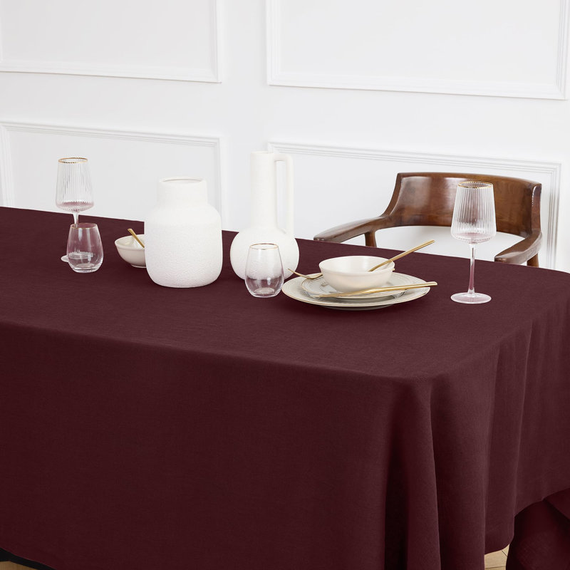 Sonoma - 100% Pure Linen Tablecloth (Prewashed), 120" x 70", Burgundy