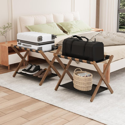 Walnut Bamboo Luggage Rack Pack Of 2