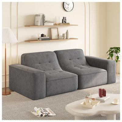 Canapé modulaire 83,6 po avec tissu chenille étincelant capitonné - Canapé moderne à 3 places pour salon et appartement