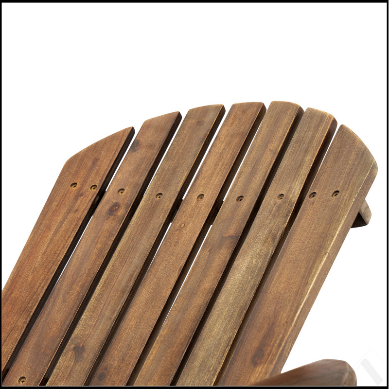 Foldable Acacia Wood Adirondack Chair – Traditional Slats, Rustic Outdoor Design, Wide Armrests For Comfort And Style, Gray
