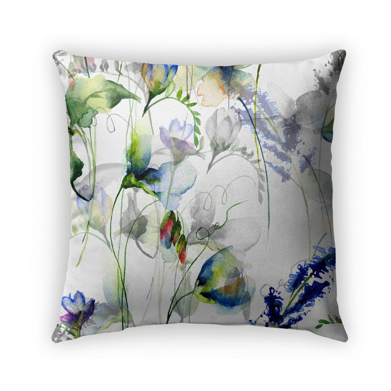 Housse et insert de coussin carré intérieur / extérieur Floral, 24" X 24", Fleurs douces