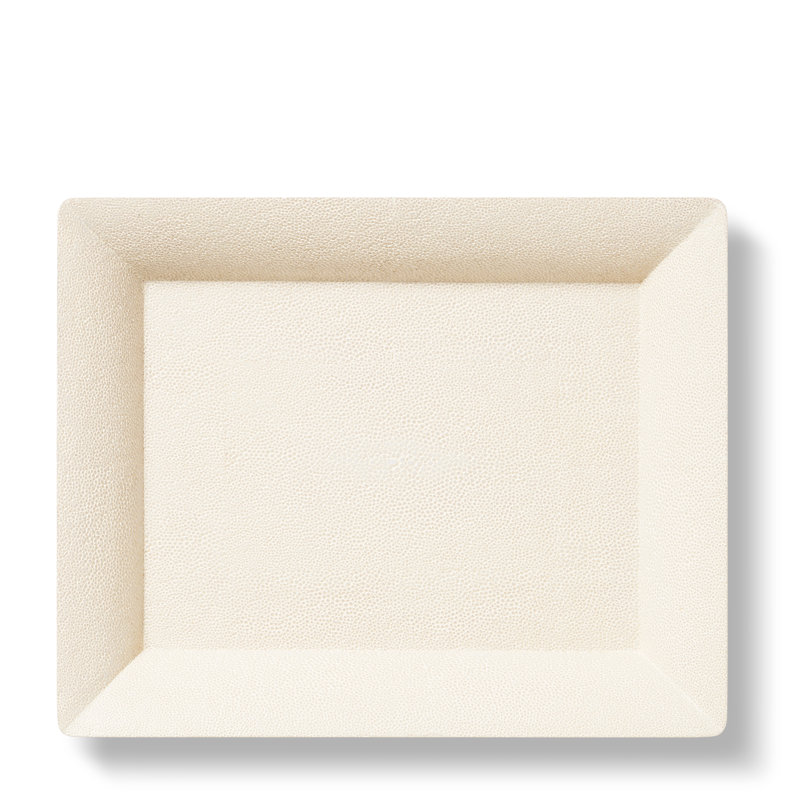 Cream Shagreen Handmade Rectangular Serving Tray