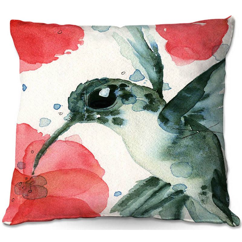 Coussin décoratif pour l’hummingbird du canapé tropical, 18 po x 18 po