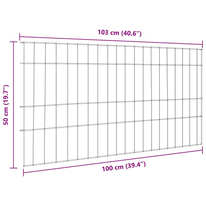 50cm H x 100cm W Steel Border Fencing Included