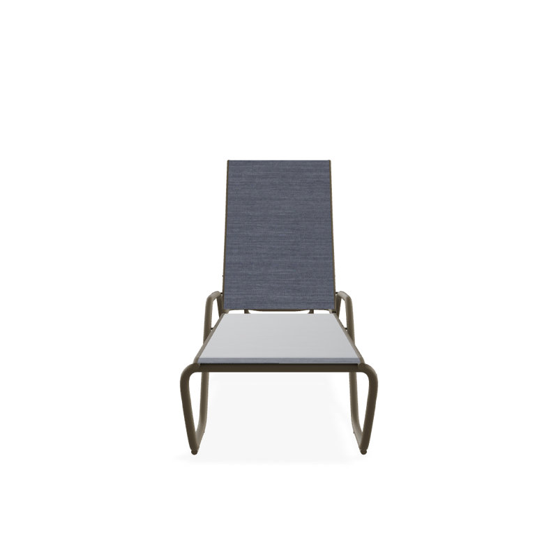Outdoor Rust-Resistant Metal Chaise Lounge, Textured Beachwood, Augustine Denim