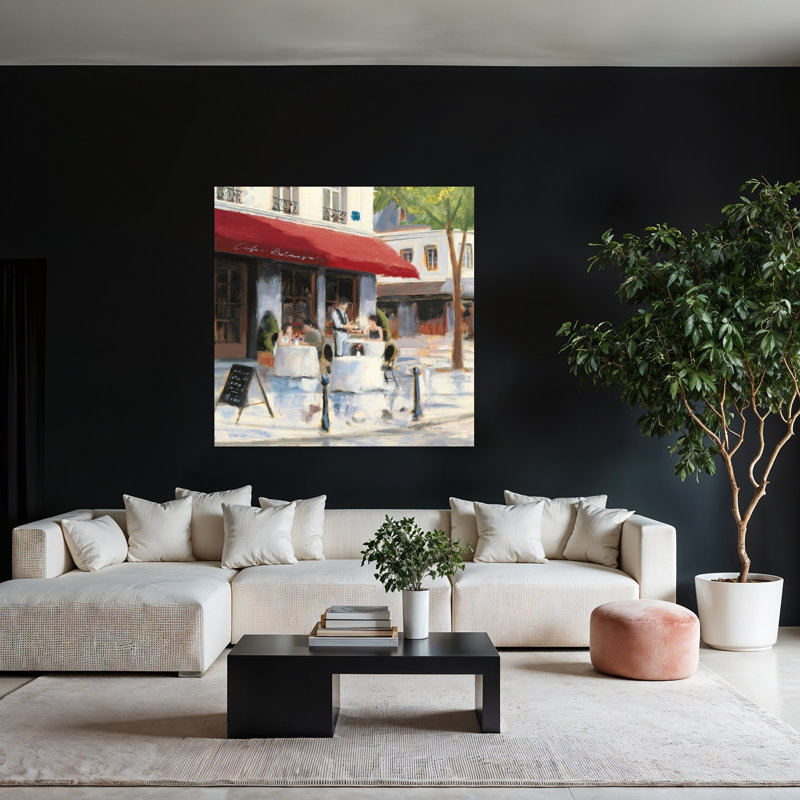 Art contemporain de détente au café I avec café France, H 48 po x l 48 po
