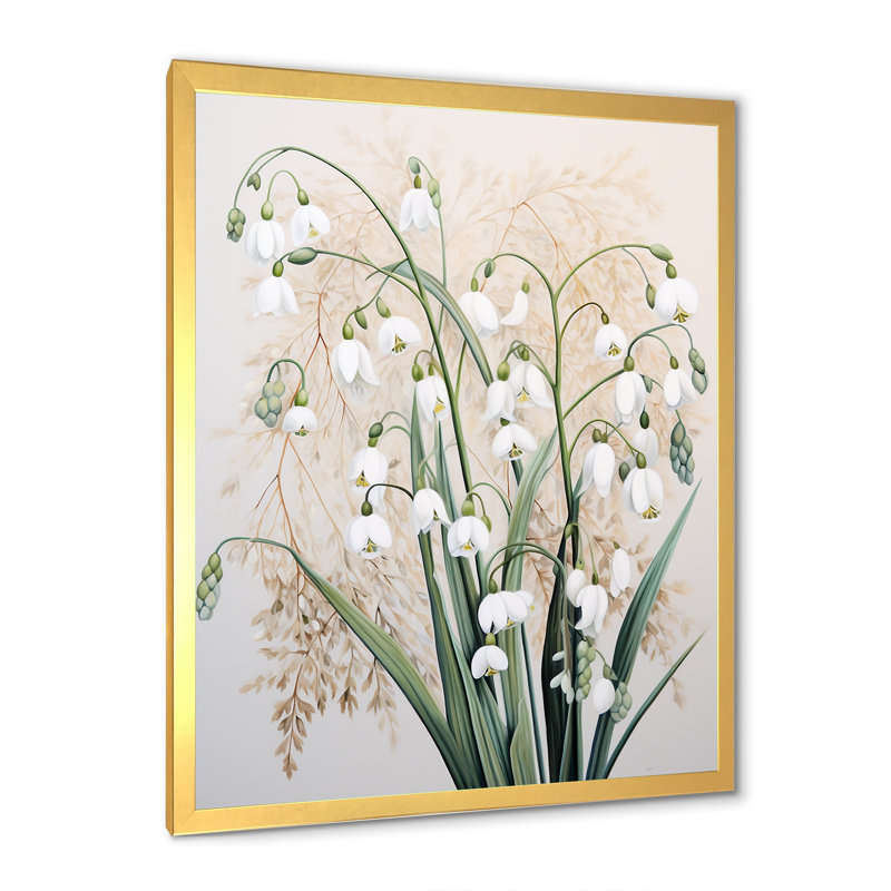 Neige au clair de lune Galanthus Nivalis, Cadre doré simple, H 32 po x l 24 po x P 1 po