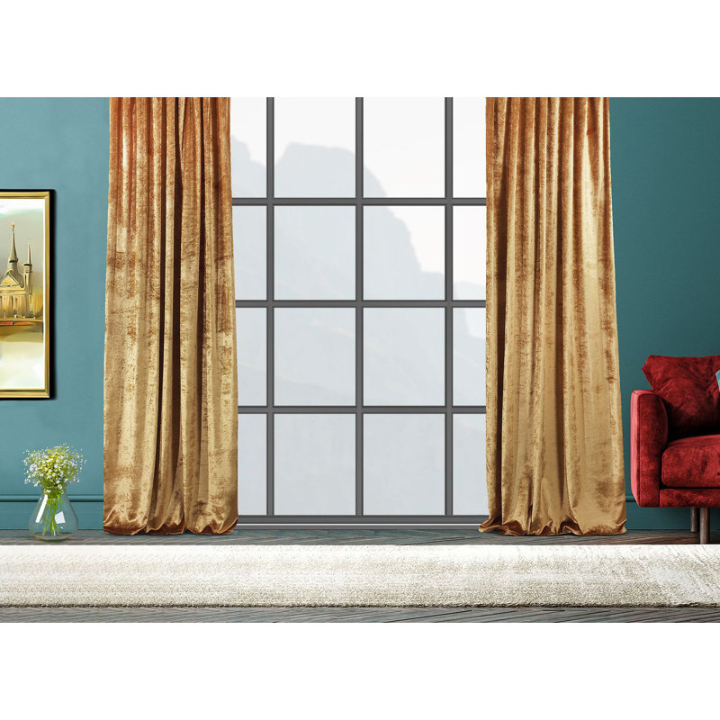 Room Darkening Single Curtain Panel, Yellow, 130cm Width x 500cm Drop