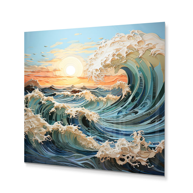 Kinetic Art Kinetic Waves II - Art mural en métal nautique et plage, H 16 po x l 16 po x P 1 po