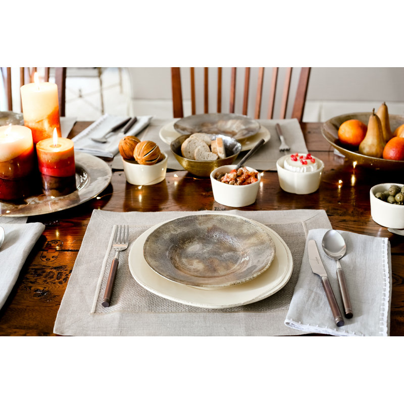 Lastra Handmade Italian Stoneware Dinner Plate, Linen