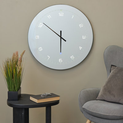 Cole And Grey Glass LED Decorative Multi Colored Wall Clock With Black Clocks Hands And White Numbers