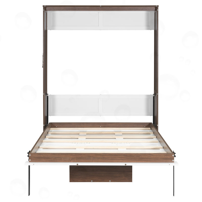 Lit escamotable double avec bureau pliable, White
