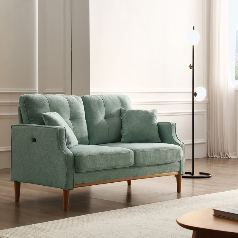 Anwita Recessed Arm Standard Loveseat, 100% Linen Gray, 35.03" H x 56.7" W x 31.9"D