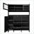 Hall Tree, Contemporary Shoe Cabinet with 6 Flip Drawers, 3 Cabinets &amp; Tempered Glass Doors | Black | Particle Board-1648956423