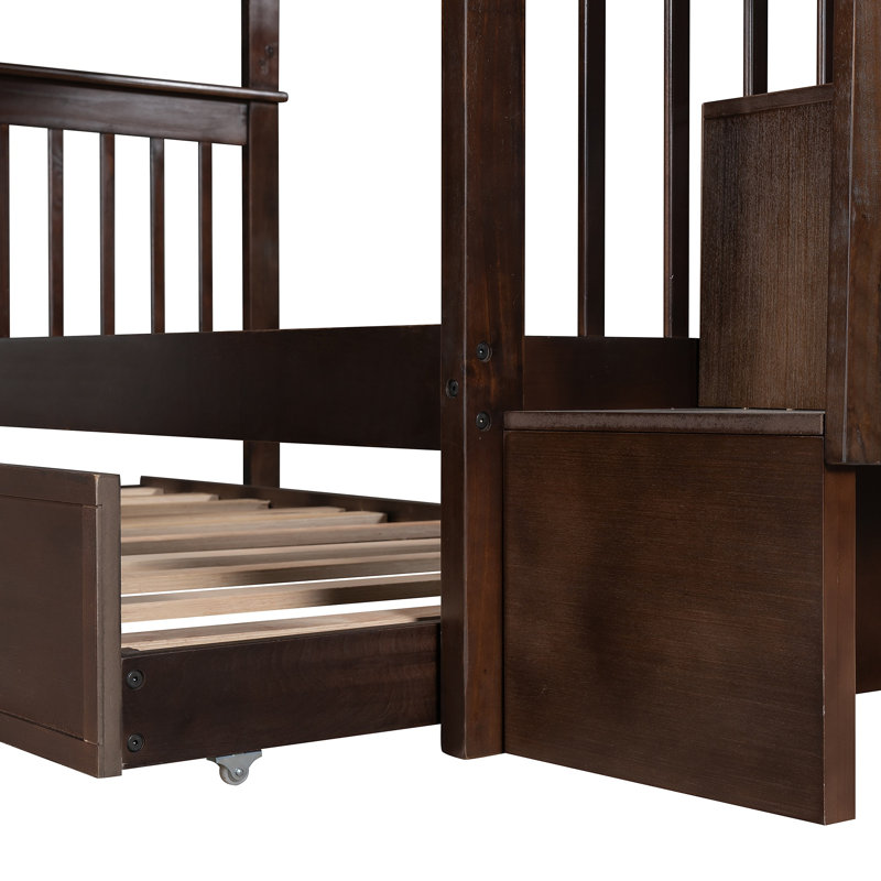 Lit superposé avec lit gigogne pour chambre à coucher, dortoir, adultes, Espresso