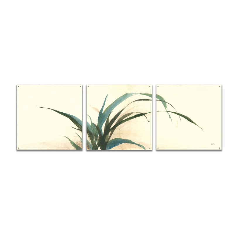 Ensemble 3 pièces Epic Art «Horizontal Grass I» par Chris Paschke, H 36 po x l 108 po