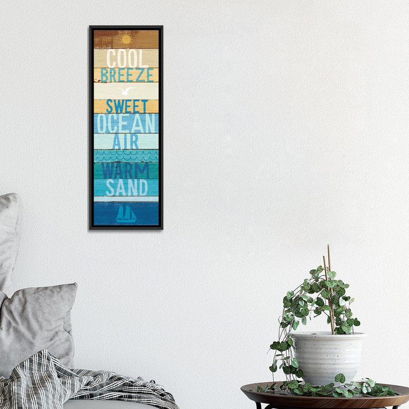 «Beachscape Inspiration II», art textuel sur toile, H 36 po x l 12 po x P 1,5 po, Toile avec cadre noir
