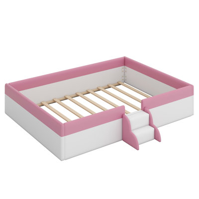 Upholstered Daybed Frame With Fence And Stairs