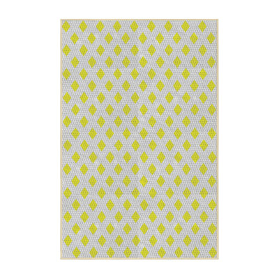 Blanc géométrique/jaune Tapis décoratif