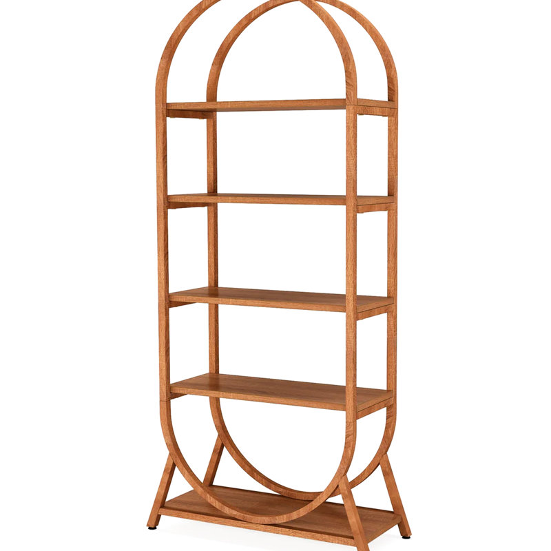 Versatile Display Rack,5-Tier Bookshelf,Compact Arched Bookcase