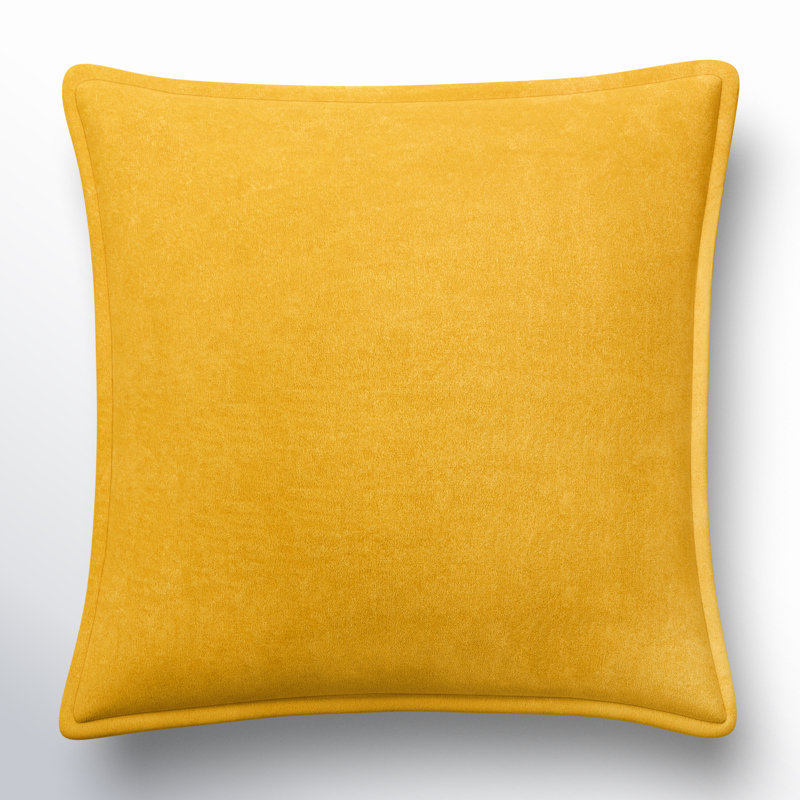 Oreiller 100% coton Edgar Square, Inférieur, Jaune, H 22 po x l 22 po