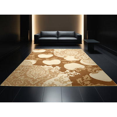 Tapis beige moelleux moelleux et moelleux en damas classique - jaune