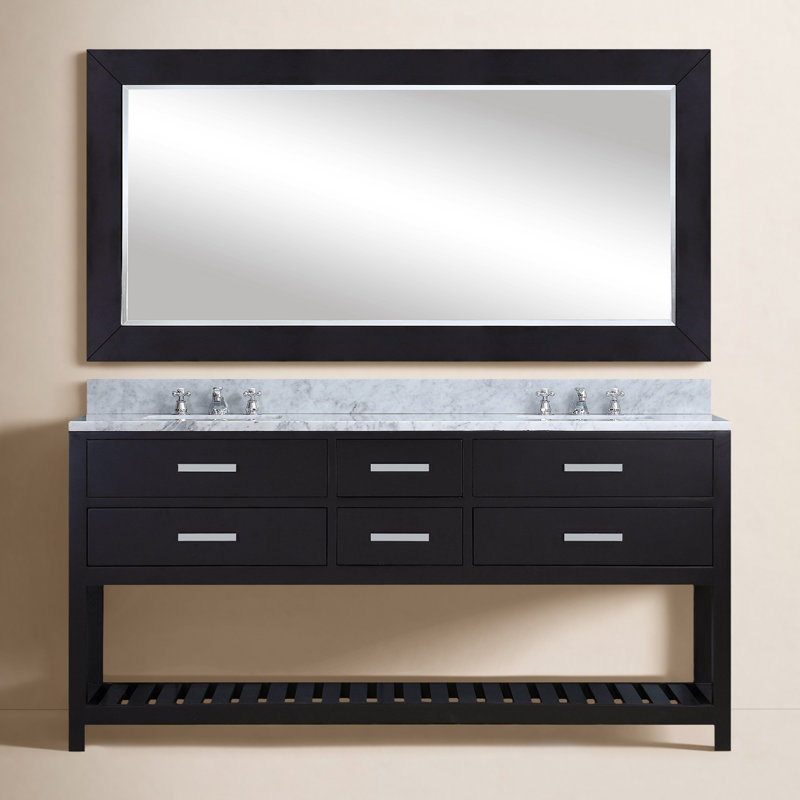 Madalyn 60" Double Bathroom Vanity Set with Mirror, Gray, Mirror Included, 60"