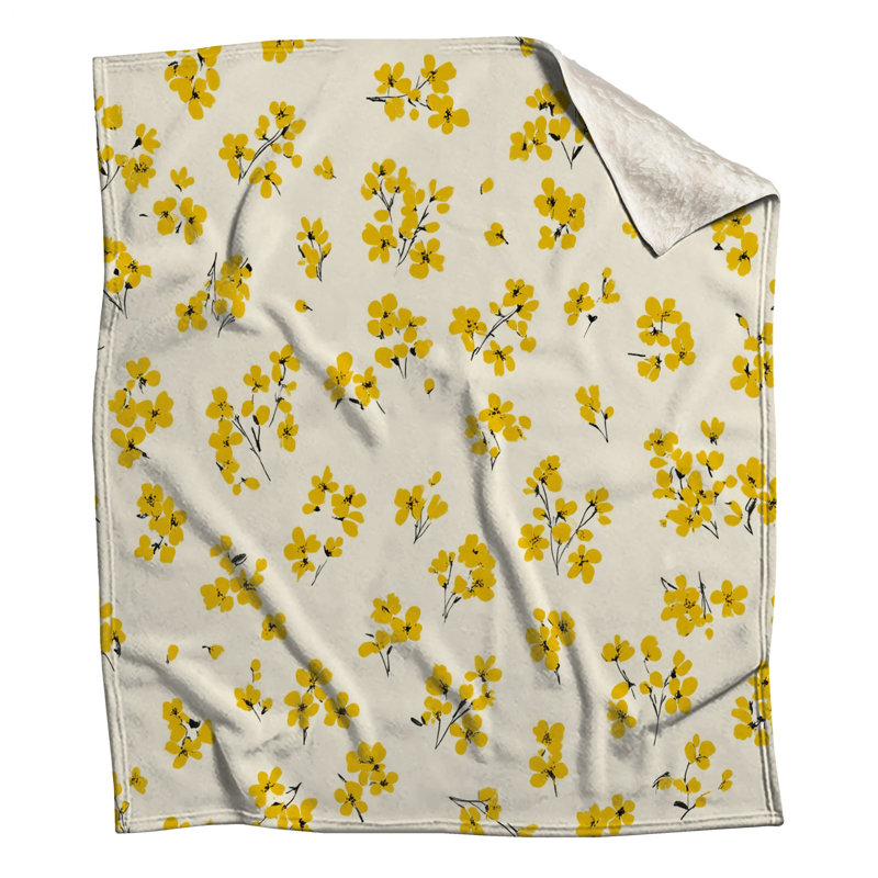 Jeté en molleton Fleurs - Jeté floral pour canapés ou lits, L 50 po x H 60 po