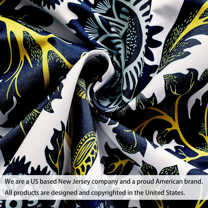 Cantonnière 52 po Ezia Floral Tailored - bleu marine / blanc / jaune