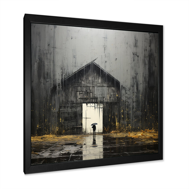 Mystique grange noire et jaune sur toile, H 24 po x l 24 po x P 1 po, Cadre photo noir