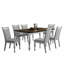 Ensemble de table de salle à manger 7 pièces avec 6 chaises rembourrées, blanc rustique et chêne