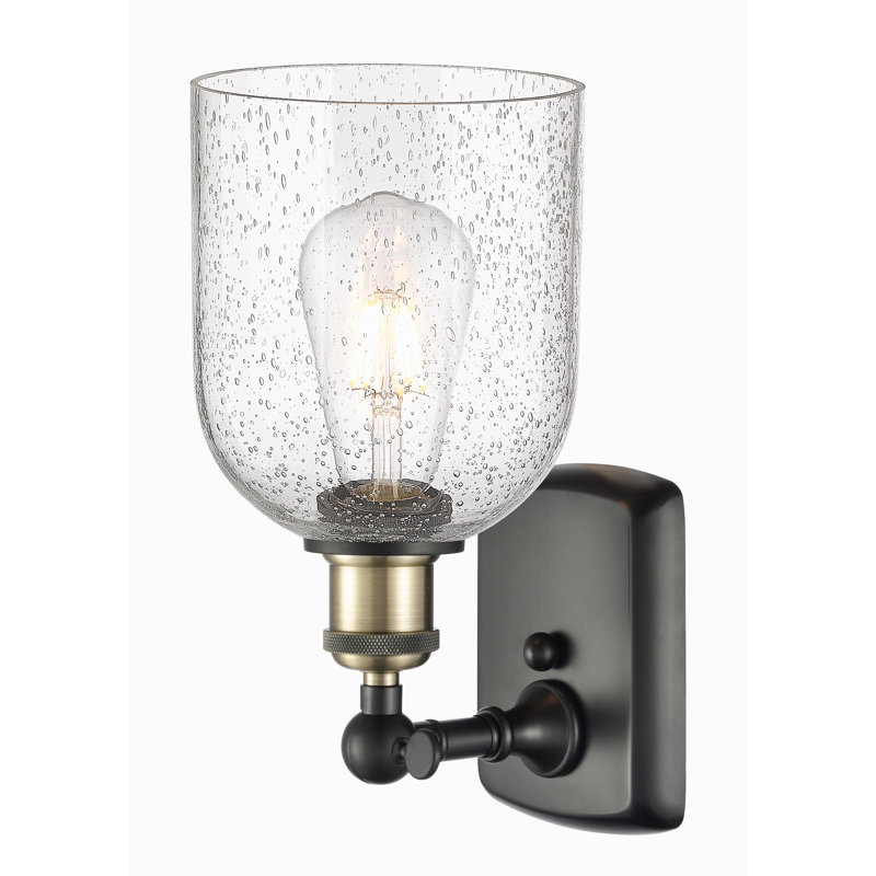 Anacaren Steel Armed Sconce, Seedy, Black Antique Brass