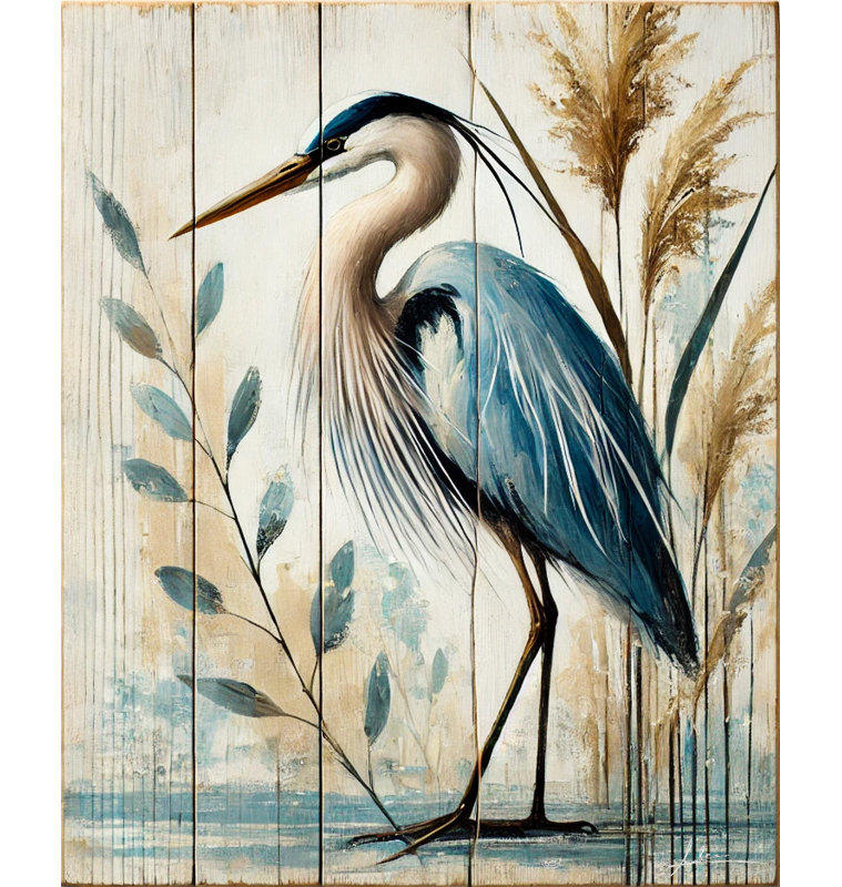 «Rustic Blue Heron», impression sur toile, H 40 po x l 30 po x P 1,5 po