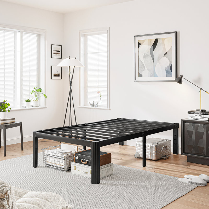 Roseann 18'' Heavy Duty Steel Platform Bed Frame with Round Corners, No Box Spring Needed, Noise Free, Twin