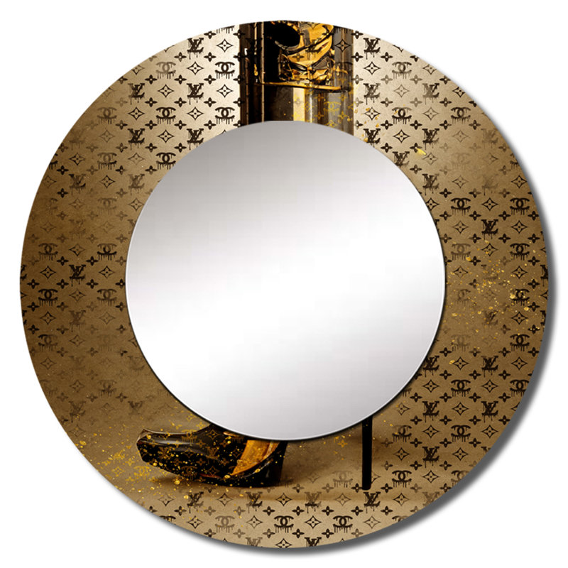 Olari Luxury Brand Bionic Heel I - Fashion Decorative Mirror, Glam Round Wall Mirror, Printed Metal Art, 23" x 23"