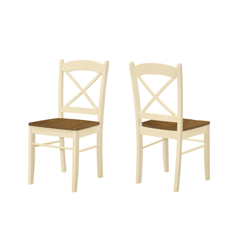 17.5'' H Solid Wood Side Chair, Oak, Cream