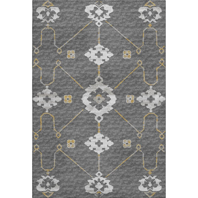 Premium Machine Washable Taquoia AMF122 Gray Rug