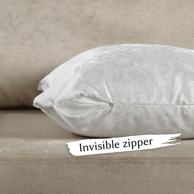 Housse de coussin en velours brillant, Blanc, Carré de 20 po